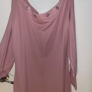 Bebe Pink off the shoulder long Sleeve Dress